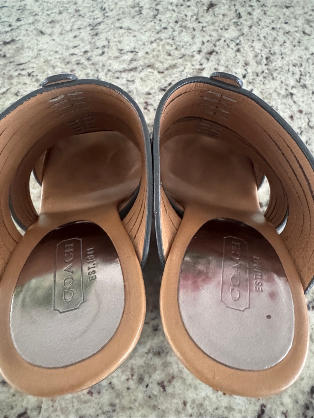 COACH Bristol Women's Silver/Chrome Metallic Strappy Slide Wedges SZ 6.5 - Picture 7 of 10